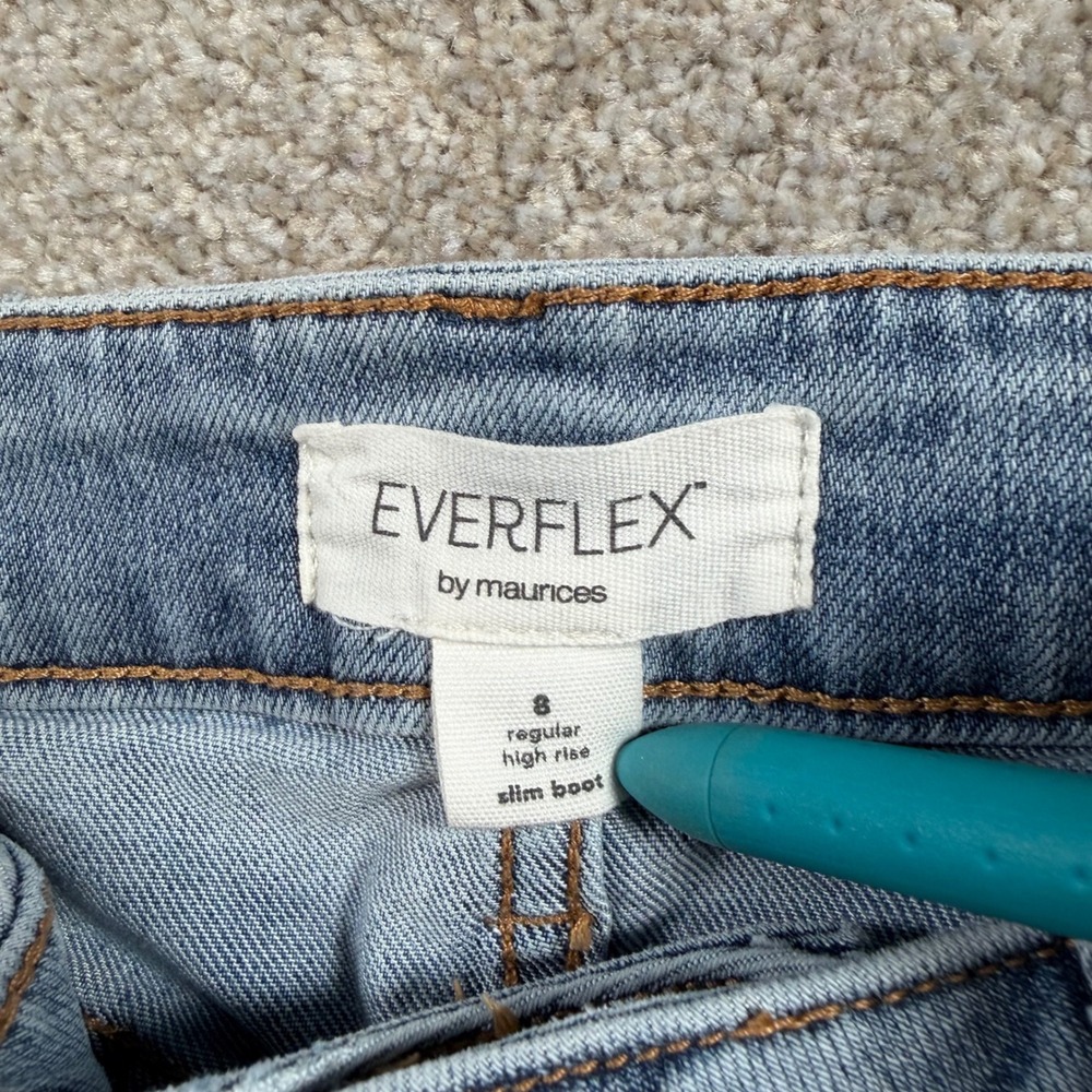 Everflex Slim Bootcut Jeans Women 8 (FITS 28x30) Blue High Rise Stretch READ - Picture 5 of 13